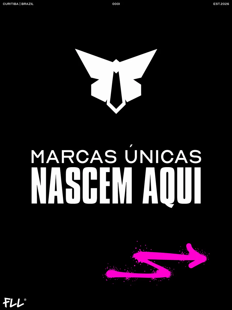 Peça do Fashion Launch Lab com a borboleta da marca e a frase Marcas únicas nascem aqui