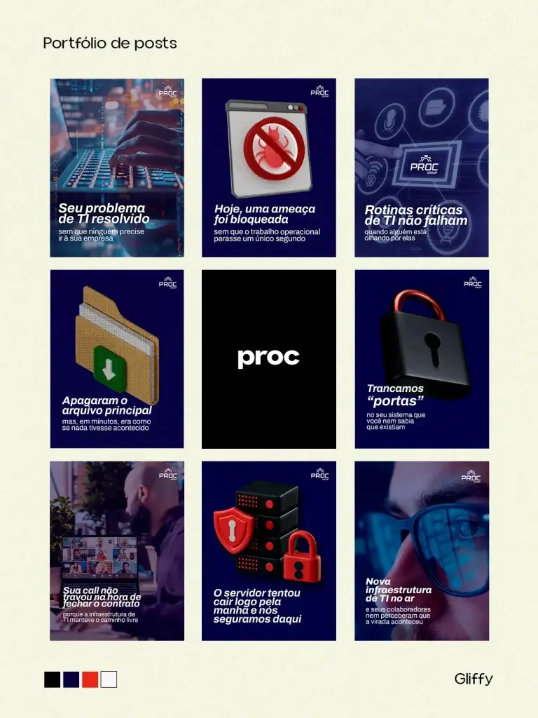 Portfólio de posts desenvolvidos pela Gliffy para Proc